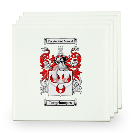 Longchampes Set of Four Small Tiles with Coat of Arms