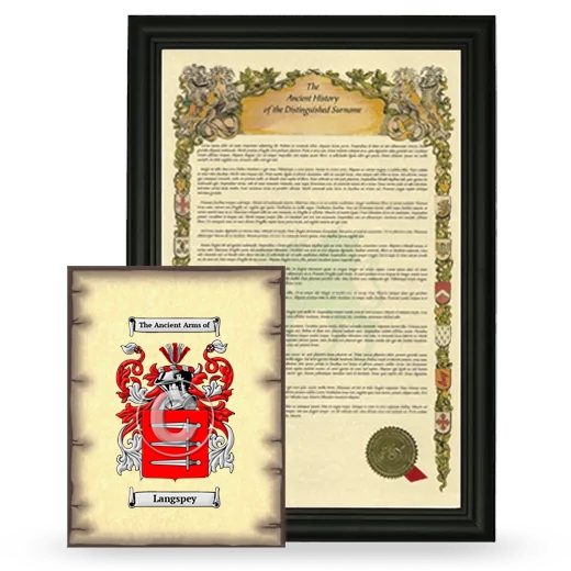 Langspey Framed History and Coat of Arms Print - Black