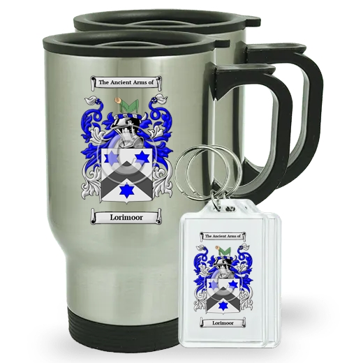 Lorimoor Pair of Travel Mugs and pair of Keychains