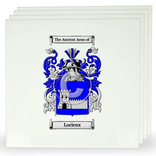 Lorieux Set of Four Large Tiles with Coat of Arms