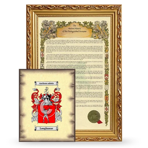 Loughnane Framed History and Coat of Arms Print - Gold