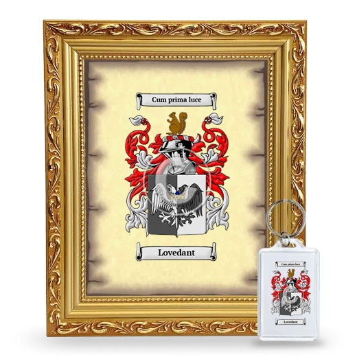 Lovedant Framed Coat of Arms and Keychain - Gold