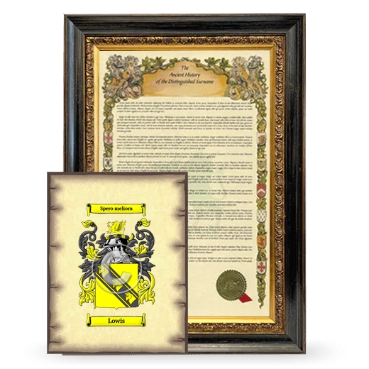 Lowis Framed History and Coat of Arms Print - Heirloom