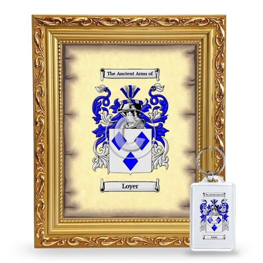 Loyer Framed Coat of Arms and Keychain - Gold