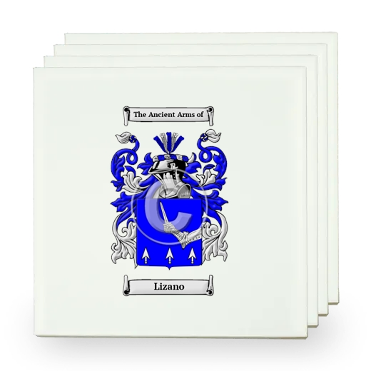 Lizano Set of Four Small Tiles with Coat of Arms