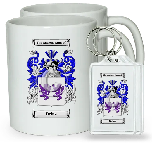 Deluz Pair of Coffee Mugs and Pair of Keychains