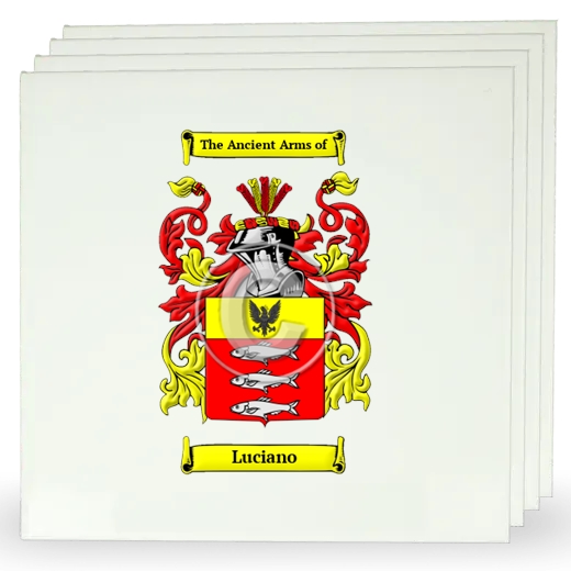 Luciano Set of Four Large Tiles with Coat of Arms