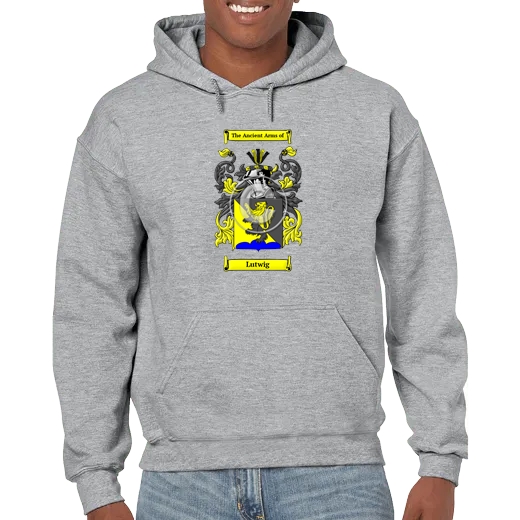 Lutwig Grey Unisex Coat of Arms Hooded Sweatshirt