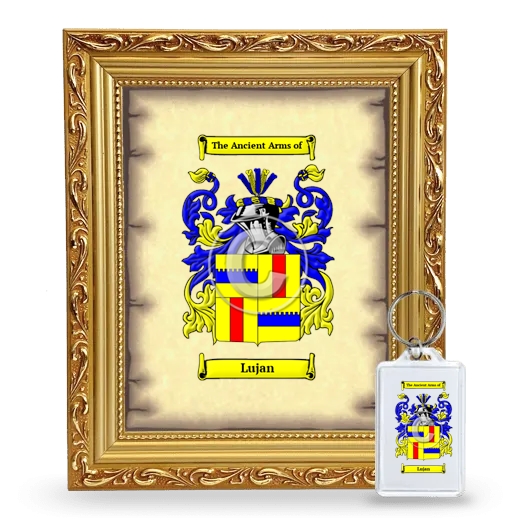 Lujan Framed Coat of Arms and Keychain - Gold