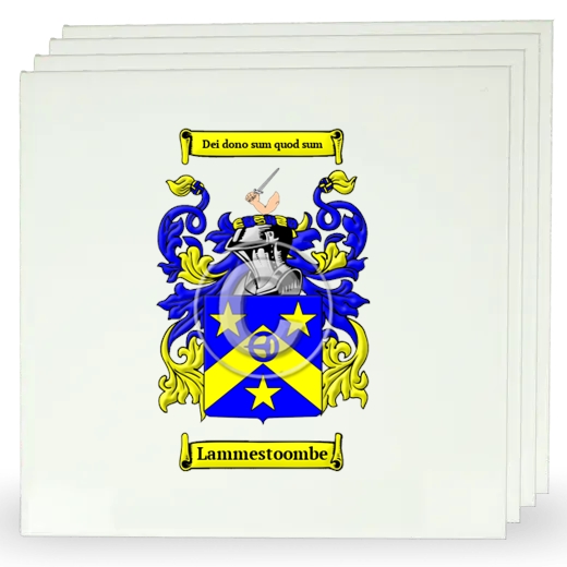 Lammestoombe Set of Four Large Tiles with Coat of Arms