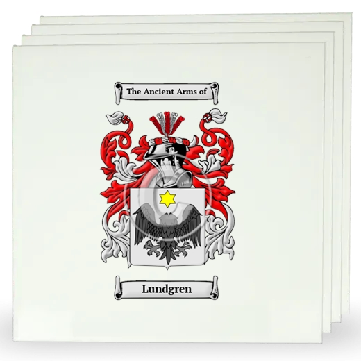 Lundgren Set of Four Large Tiles with Coat of Arms