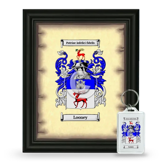 Looney Framed Coat of Arms and Keychain - Black