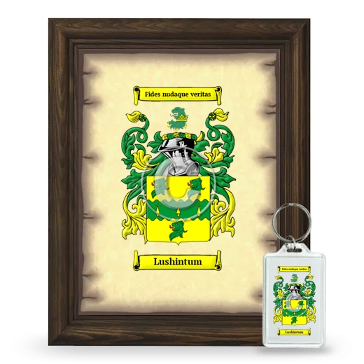 Lushintum Framed Coat of Arms and Keychain - Brown