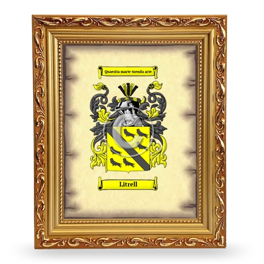 Litrell Coat of Arms Framed - Gold