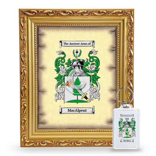 MacAlpent Framed Coat of Arms and Keychain - Gold