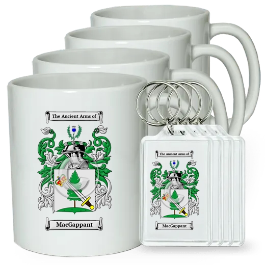 MacGappant Set of 4 Coffee Mugs and Keychains