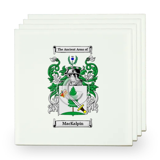 MacKalpin Set of Four Small Tiles with Coat of Arms