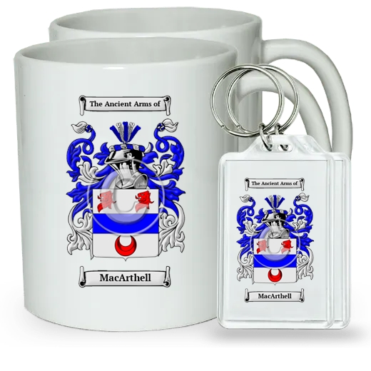 MacArthell Pair of Coffee Mugs and Pair of Keychains