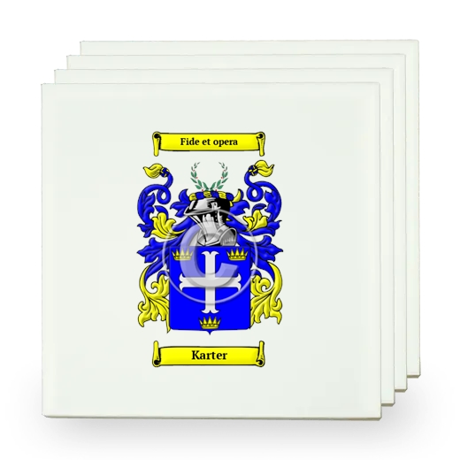 Karter Set of Four Small Tiles with Coat of Arms