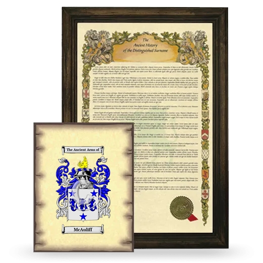 McAuliff Framed History and Coat of Arms Print - Brown