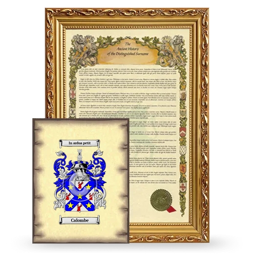 Calombe Framed History and Coat of Arms Print - Gold
