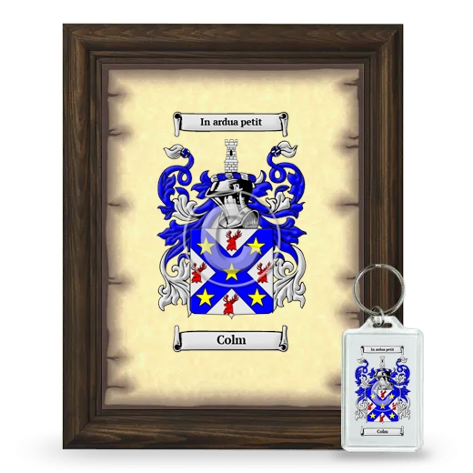 Colm Framed Coat of Arms and Keychain - Brown