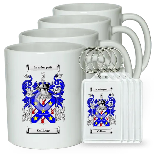 Cullone Set of 4 Coffee Mugs and Keychains