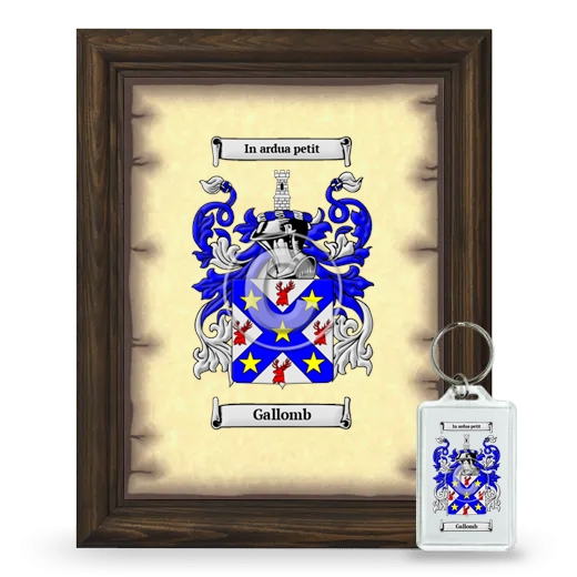 Gallomb Framed Coat of Arms and Keychain - Brown