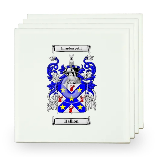Hallion Set of Four Small Tiles with Coat of Arms