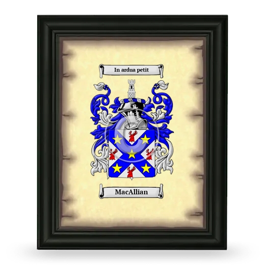 MacAllian Coat of Arms Framed - Black