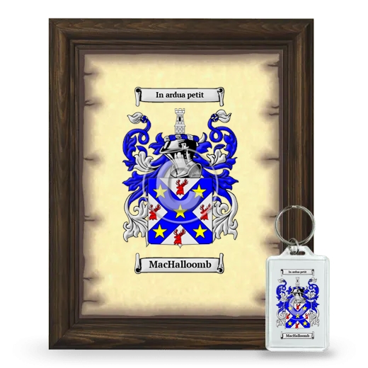 MacHalloomb Framed Coat of Arms and Keychain - Brown