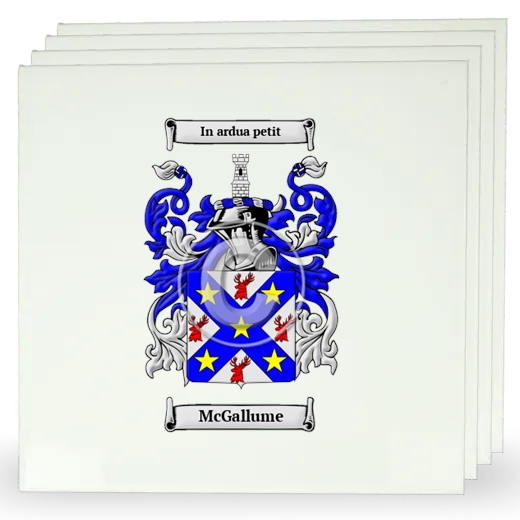 McGallume Set of Four Large Tiles with Coat of Arms