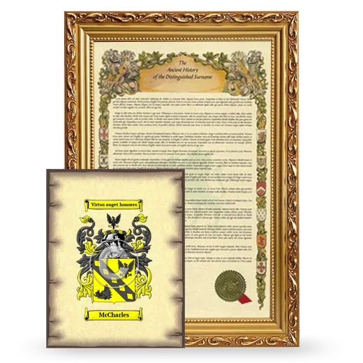McCharles Framed History and Coat of Arms Print - Gold