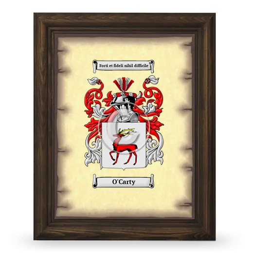O'Carty Coat of Arms Framed - Brown