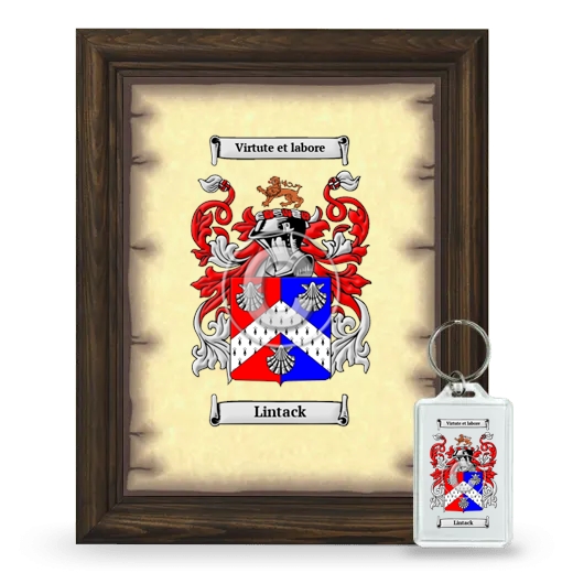 Lintack Framed Coat of Arms and Keychain - Brown