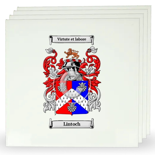 Lintoch Set of Four Large Tiles with Coat of Arms