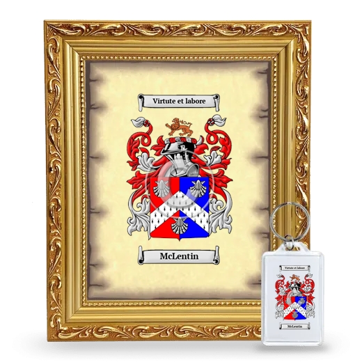 McLentin Framed Coat of Arms and Keychain - Gold