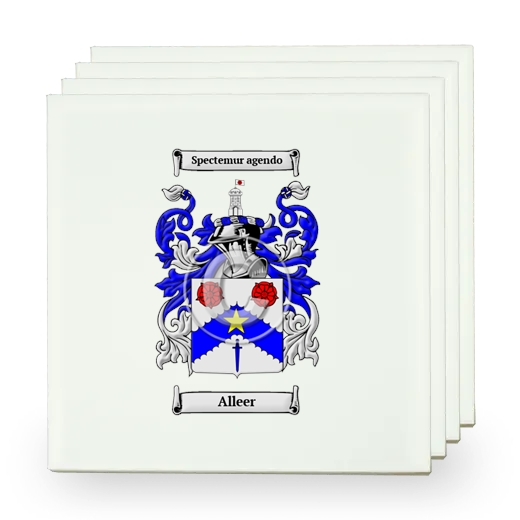 Alleer Set of Four Small Tiles with Coat of Arms