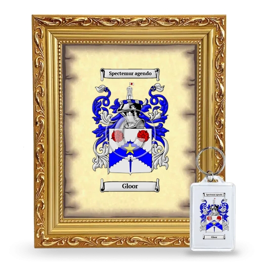 Gloor Framed Coat of Arms and Keychain - Gold