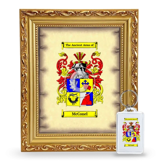 McConel Framed Coat of Arms and Keychain - Gold