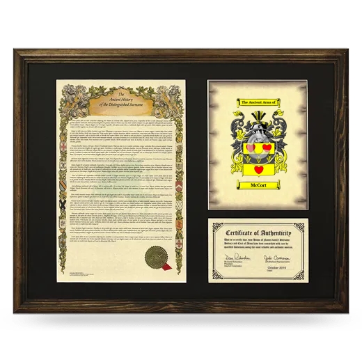 McCort Framed Surname History and Coat of Arms - Brown