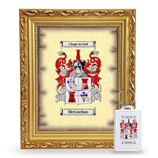 McCrachan Framed Coat of Arms and Keychain - Gold