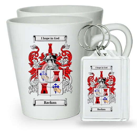 Rackan Pair of Latte Mugs and Pair of Keychains