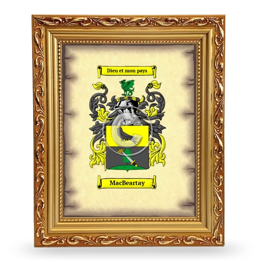 MacBeartay Coat of Arms Framed - Gold