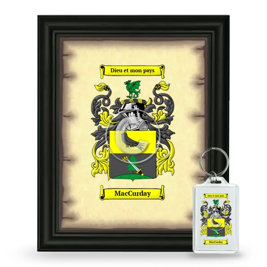MacCurday Framed Coat of Arms and Keychain - Black