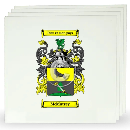 McMutrey Set of Four Large Tiles with Coat of Arms