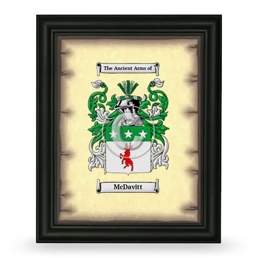 McDavitt Coat of Arms Framed - Black