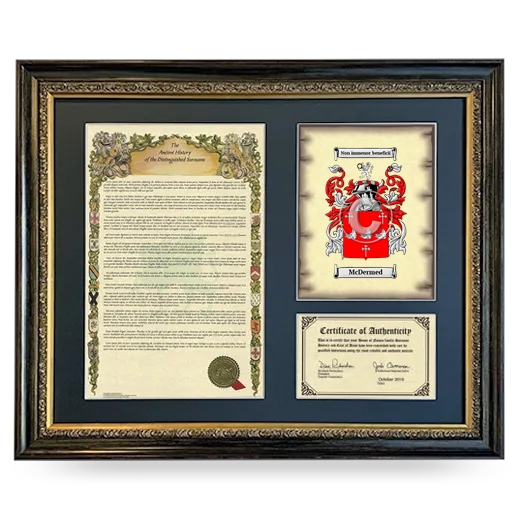 McDermed Framed Surname History and Coat of Arms- Heirloom