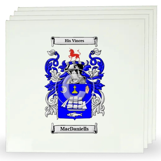 MacDaniells Set of Four Large Tiles with Coat of Arms