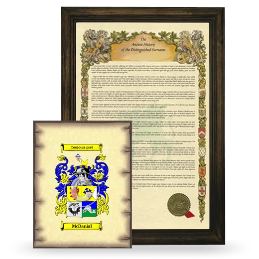 McDanial Framed History and Coat of Arms Print - Brown